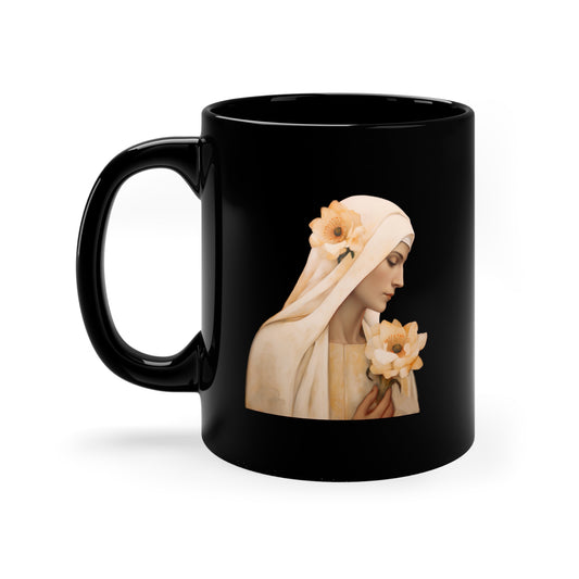 Saint Catherine of Siena Divine Inspiration Black Glossy Mug