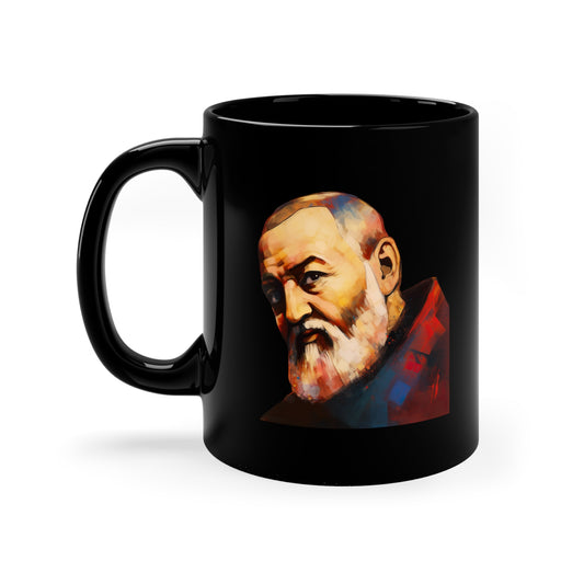 Saint Padre Pio Devotional Black Glossy Mug